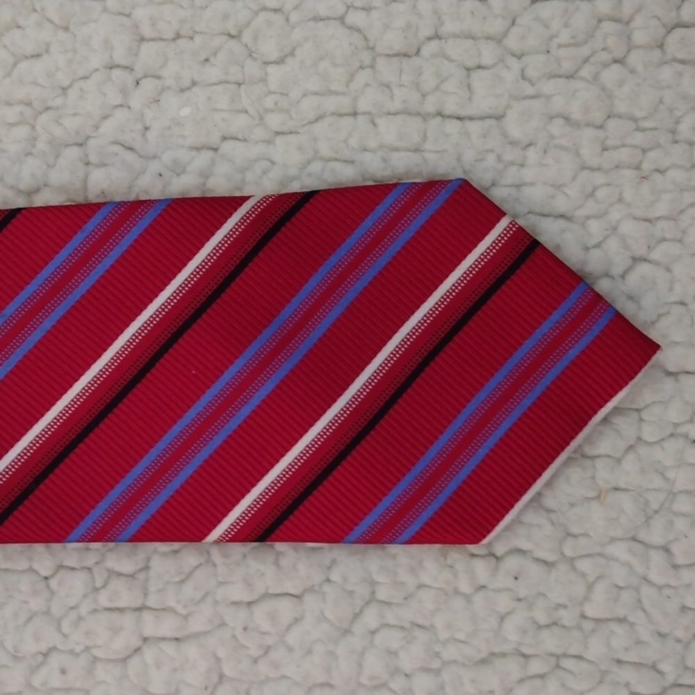 Laurant Bennet Milano Red Multi Stripe Silk Tie